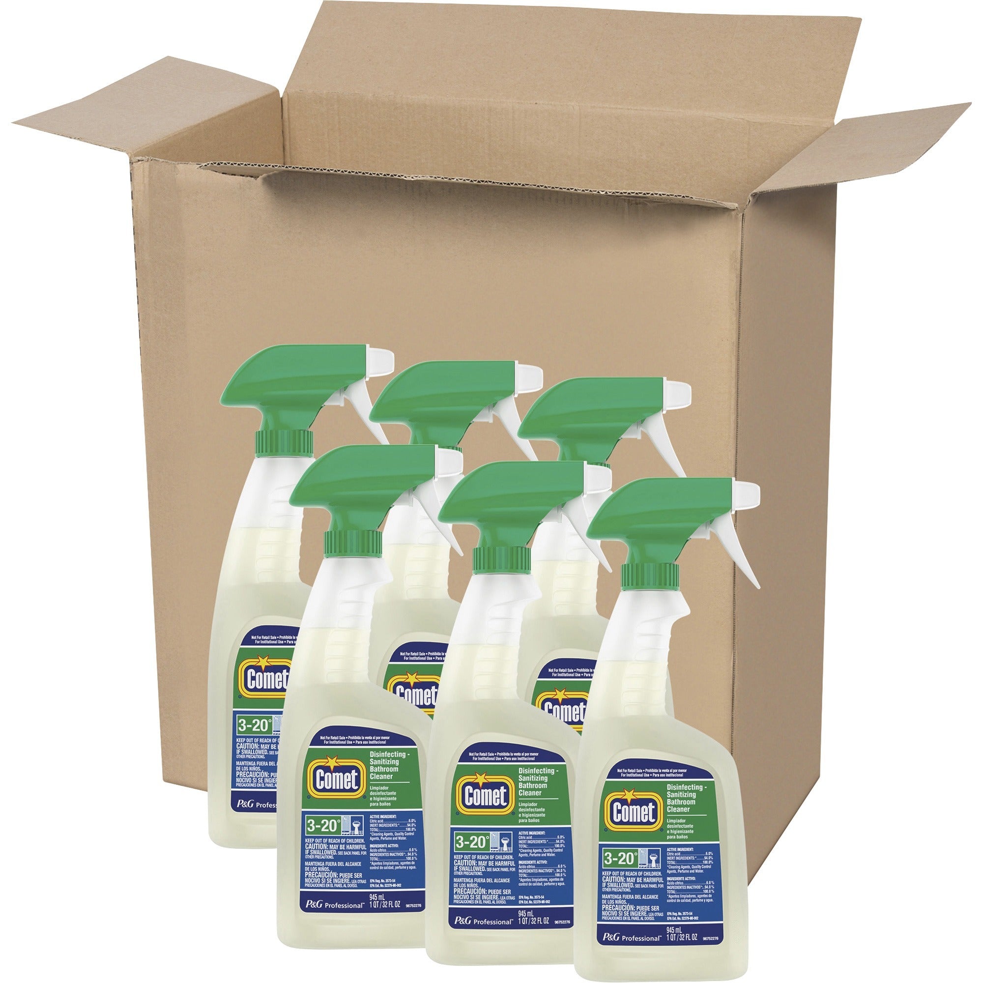 comet-disinfecting-bath-cleaner-ready-to-use-32-fl-oz-1-quart-citrus-scent-6-carton-disinfectant-scrub-free-non-abrasive-rinse-free-green_pgc19214ct - 1