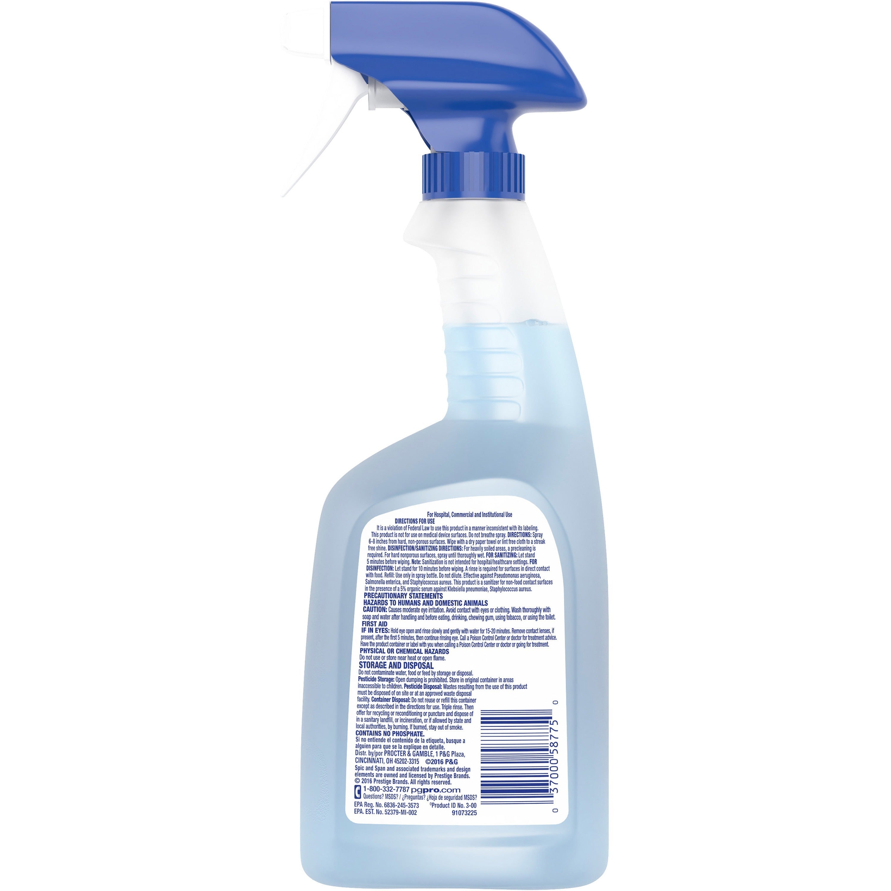 Spic and Span 3-in-1 Cleaner - 32 fl oz (1 quart) - Fresh Scent - 6 / Carton - Disinfectant, Streak-free - Blue - 2