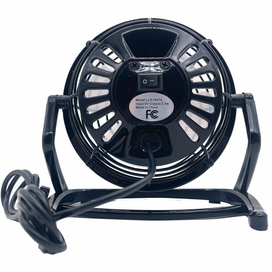 Lorell USB-powered Personal Fan - Adjustable Tilt Head, Durable, USB Powered, Compact - Metal, Plastic - Black