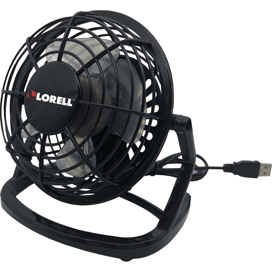 Lorell USB-powered Personal Fan - Adjustable Tilt Head, Durable, USB Powered, Compact - Metal, Plastic - Black