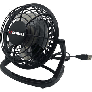 Lorell USB-powered Personal Fan - Adjustable Tilt Head, Durable, USB Powered, Compact - Metal, Plastic - Black