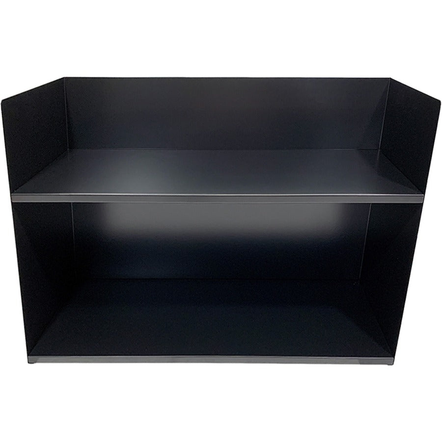 Huron 2-tier Book Rack - 2 Compartment(s) - 2 Tier(s) - Horizontal - 20" Height x 29" Width x 10.3" Depth - Durable - Black - Steel - 1 Each