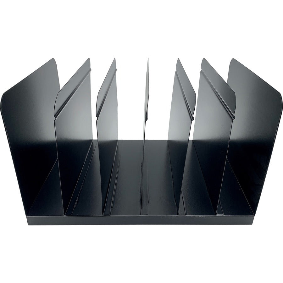 Huron 6-slot Vertical Book Rack - 6 Compartment(s) - Vertical - 9" Height x 15" Width x 11" Depth - Durable - Black - Steel - 1 Each