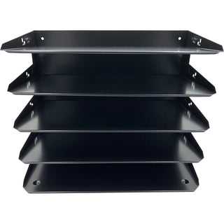 Huron Horizontal Slots Desk Organizer - 5 Compartment(s) - Horizontal - 15" Height x 15" Width x 8.8" Depth - Durable, Label Holder - Black - Steel - 1 Each