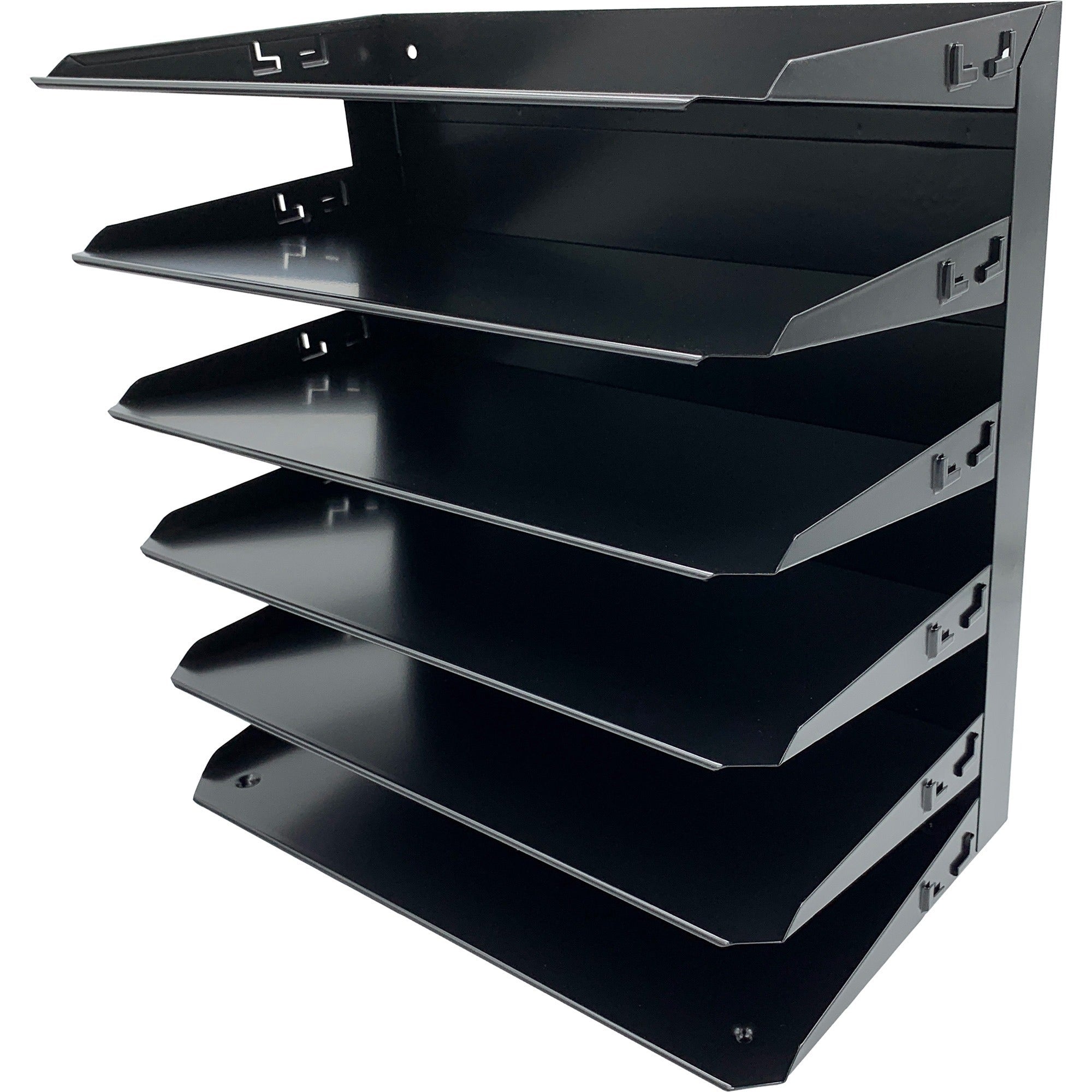 huron-horizontal-slots-desk-organizer-6-compartments-horizontal-15-height-x-15-width-x-87-depth-durable-label-holder-black-steel-1-each_hurhasz0153 - 1