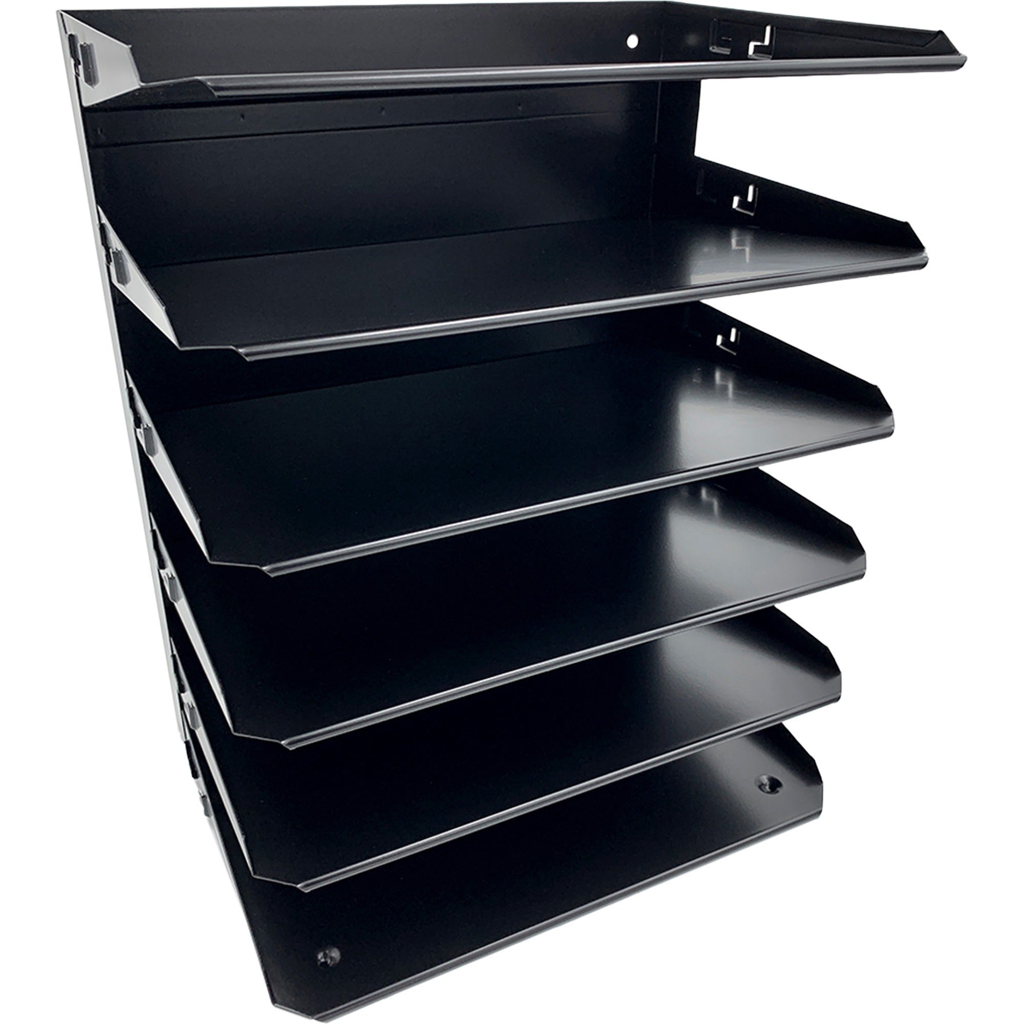 huron-horizontal-slots-desk-organizer-6-compartments-horizontal-15-height-x-88-width-x-12-depth-durable-label-holder-black-steel-1-each_hurhasz0157 - 1