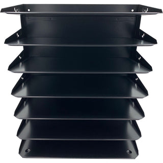 Huron Horizontal Slots Desk Organizer - 7 Compartment(s) - Horizontal - 15" Height x 15" Width x 8.8" Depth - Durable - Black - Steel - 1 Each