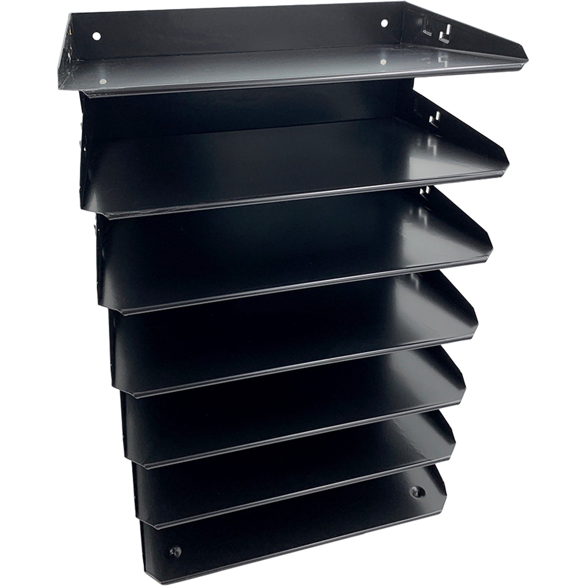 huron-horizontal-slots-desk-organizer-7-compartments-horizontal-18-height-x-88-width-x-12-depth-durable-black-steel-1-each_hurhasz0150 - 1