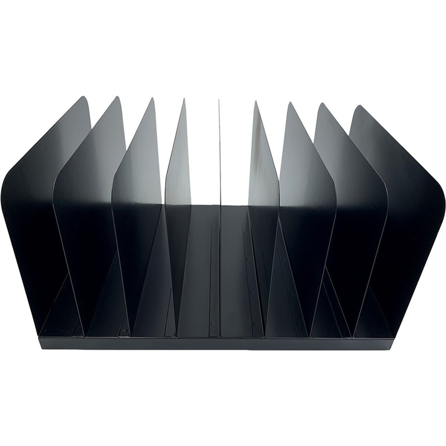 Huron Vertical Desk Organizer - 8 Compartment(s) - Vertical - 7.8" Height x 11" Width x 15" Depth - Durable - Black - Steel - 1 Each