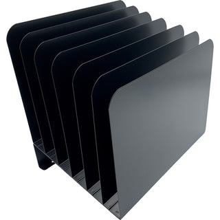 Huron Slanted Vertical Slots Desktop Organizer - 8 Compartment(s) - Vertical - 10" Height x 9.8" Width x 11" Depth - Durable - Black - Steel - 1 Each