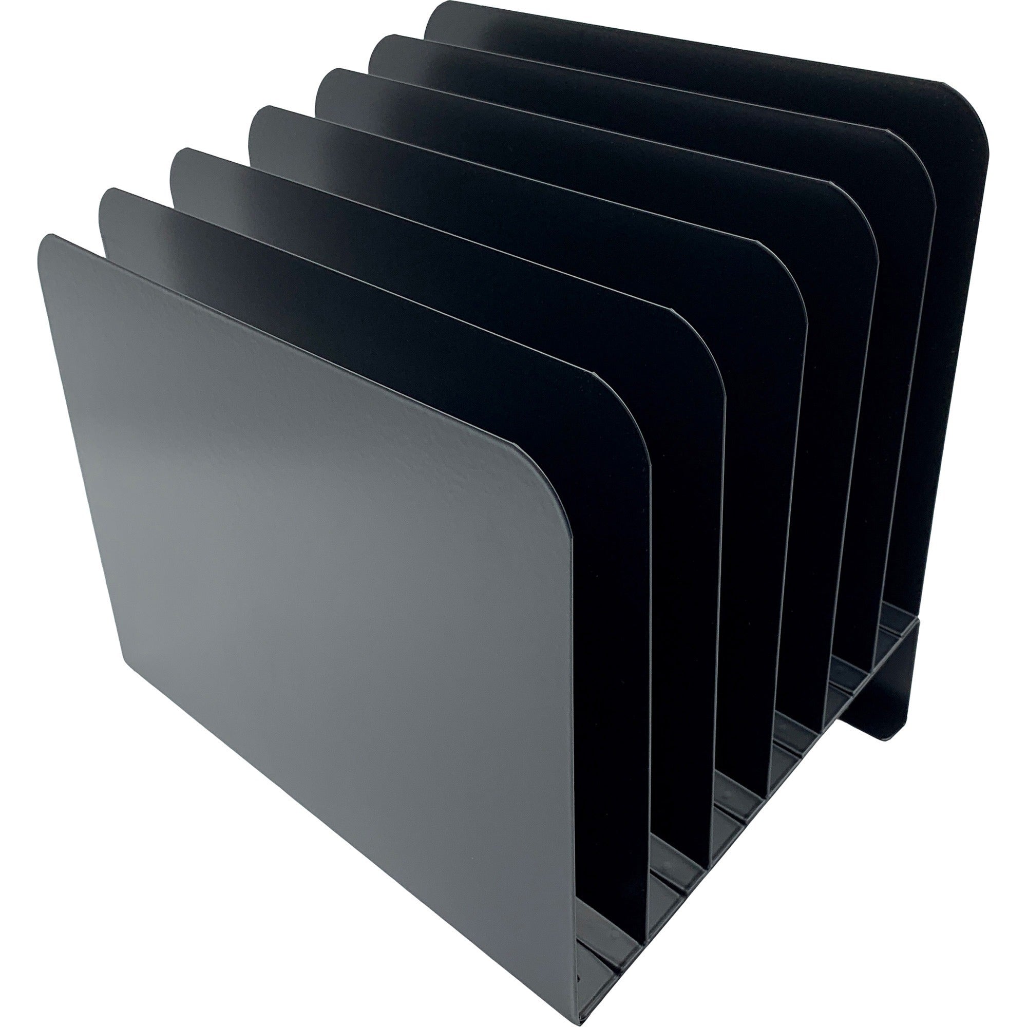huron-slanted-vertical-slots-desktop-organizer-8-compartments-vertical-10-height-x-98-width-x-11-depth-durable-black-steel-1-each_hurhasz0156 - 1