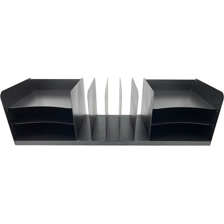 Huron Vertical/Horizontal Combo Desk Organizer - 11 Compartment(s) - Horizontal/Vertical - 8" Height x 30" Width x 11" Depth - Durable - Black - Steel - 1 Each