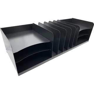 Huron Vertical/Horizontal Combo Desk Organizer - 11 Compartment(s) - Horizontal/Vertical - 8" Height x 30" Width x 11" Depth - Durable - Black - Steel - 1 Each