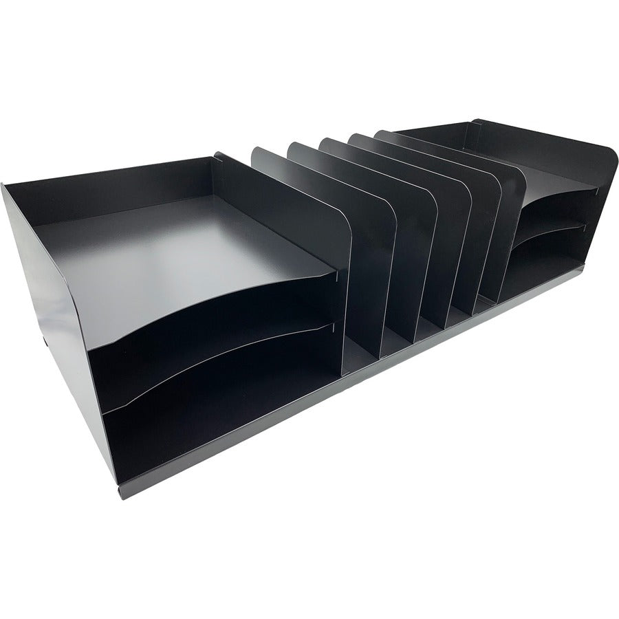 Huron Vertical/Horizontal Combo Desk Organizer - 11 Compartment(s) - Horizontal/Vertical - 8" Height x 30" Width x 11" Depth - Durable - Black - Steel - 1 Each