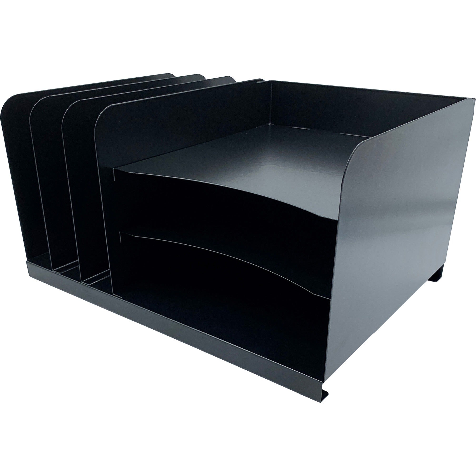 huron-combo-slots-desk-organizer-6-compartments-horizontal-vertical-8-height-x-15-width-x-11-depth-durable-black-steel-1-each_hurhasz0148 - 1