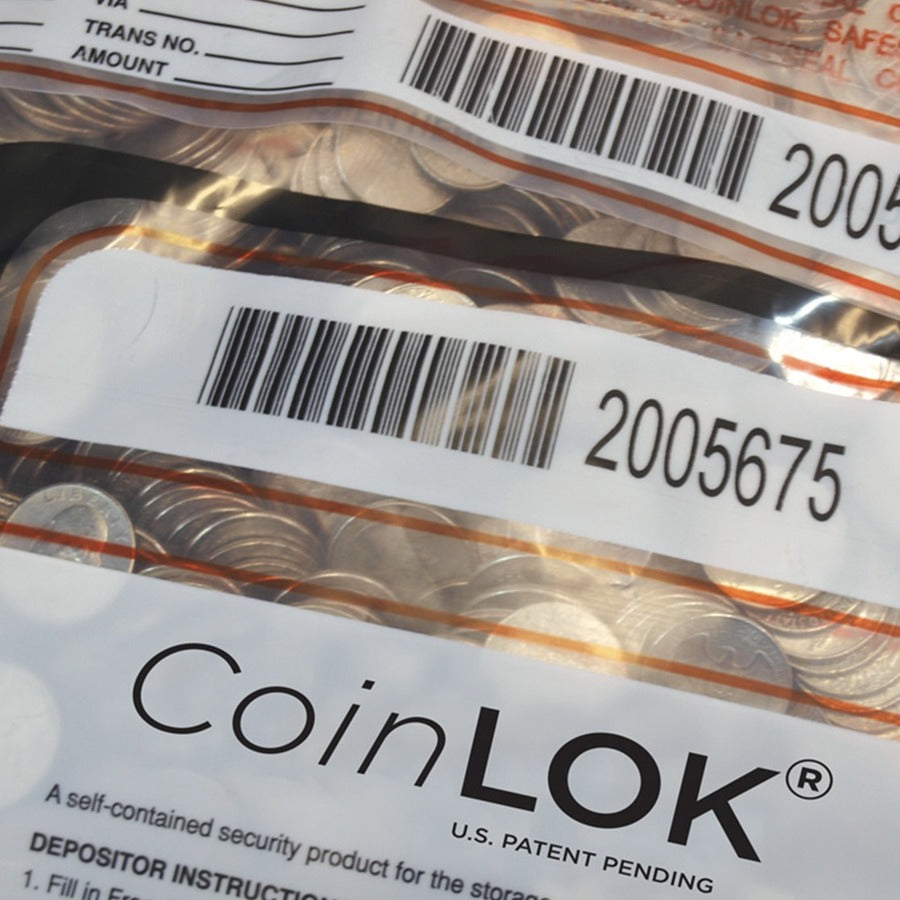 ControlTek CoinLOK Plastic Coin Bags - 12" Width x 25" Length - Clear - Plastic - 50/Pack - Coin