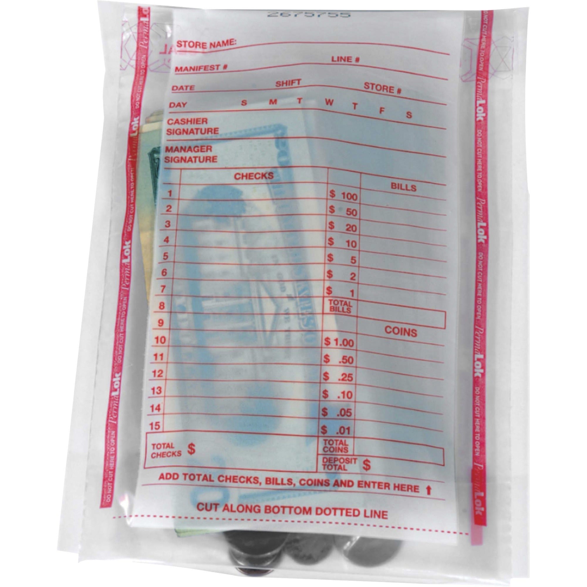 Deposit Bag, Plastic, 5.75 x 8.75 x 3, Clear, 1,000/Carton