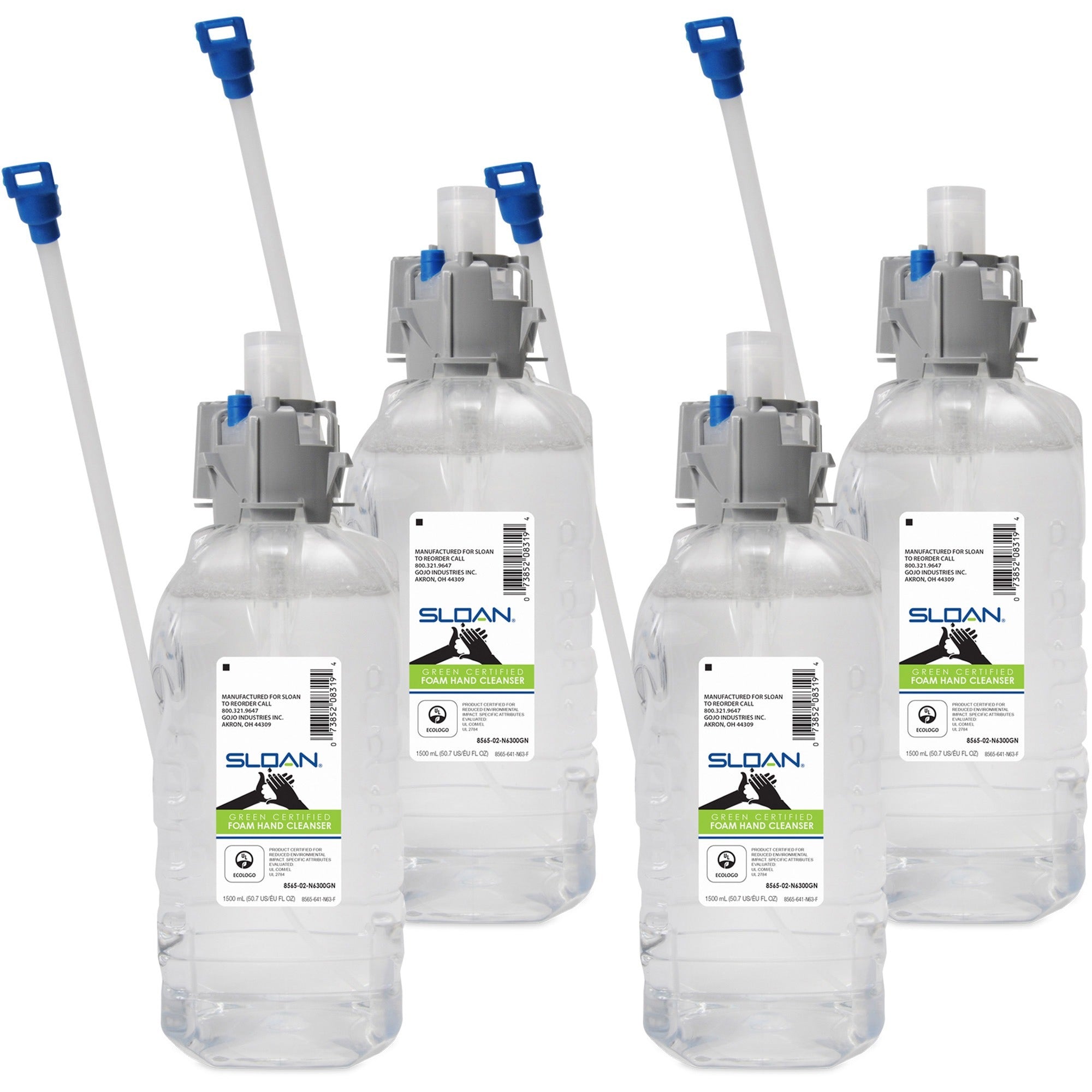 Sloan Green Certified Foam Hand Cleaner - 50.7 fl oz (1500 mL) - Pump Dispenser - Kill Germs - Hand - Refillable, Dye-free, Paraben-free, Phthalate-free, Hygienic, Recyclable - 4 / Carton