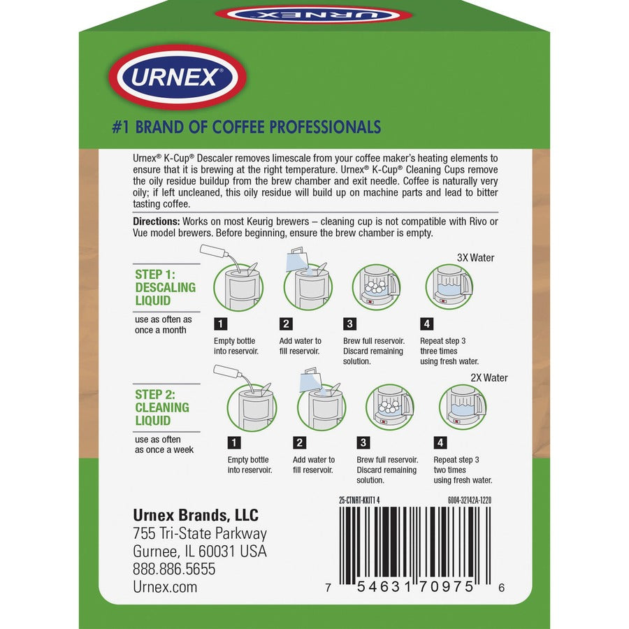 Urnex Single Brewer Cleaning Kit - For Coffee Maker - 0.25 oz - Biodegradable, Phosphate-free, Odorless - 1 Each - Green