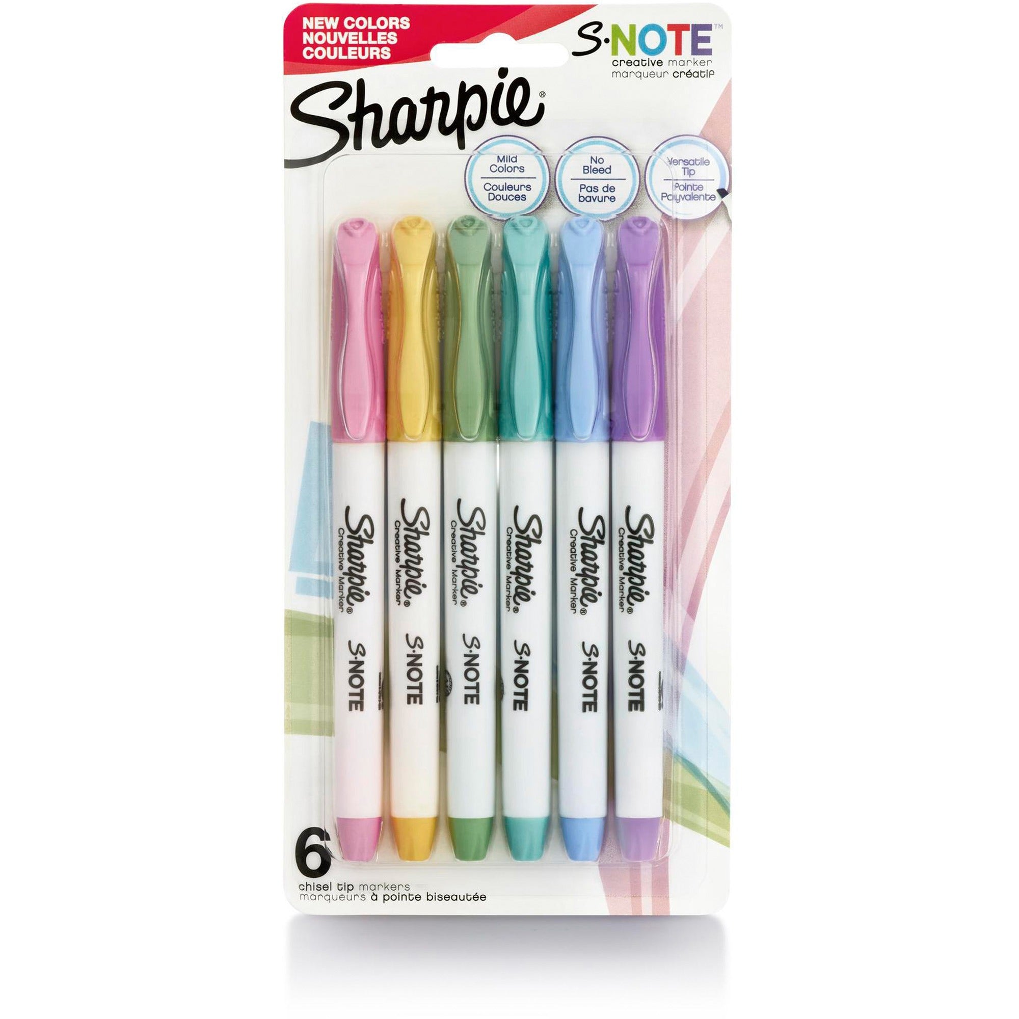 sharpie-s-note-marker-chisel-marker-point-style-mild-assorted-6-pack_san2148157 - 1