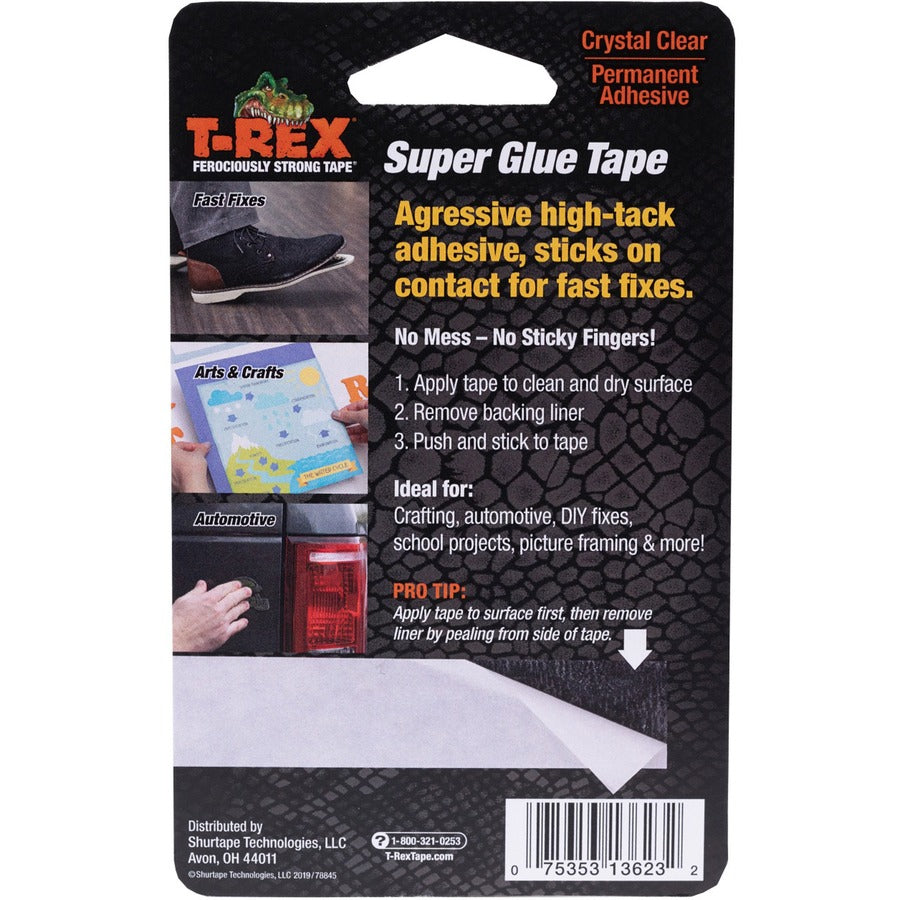 T-REX Double Sided Super Glue Tape - 15 ft Length x 0.75" Width - Acrylic - 1 Each - White