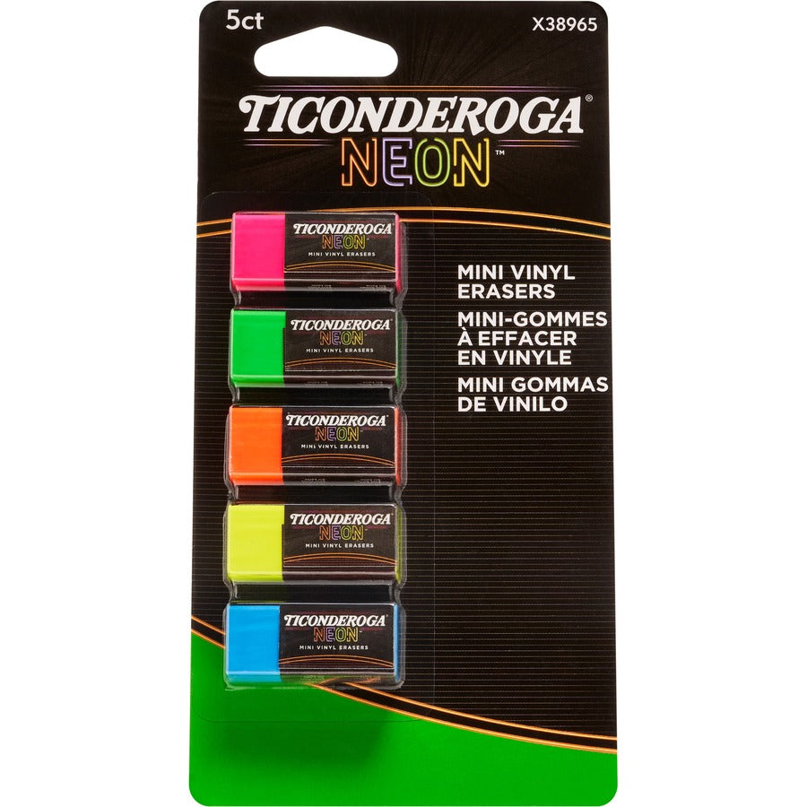 ticonderoga-mini-erasers-neon-pink-neon-green-neon-orange-neon-yellow-neon-blue-vinyl-5-pack-latex-free-soft-smudge-free-residue-free-non-abrasive-non-tearing-non-toxic_dixx38965 - 6
