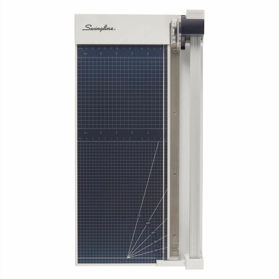 Swingline ClassicCut Wood Guillotine Trimmer - 10 Sheet Cutting Capacity - 12" Cutting Length - LED Cutting Guide, Durable, Lockable Blade, Alignment Grid, Sturdy Frame - Wood, Tempered Glass - Gray - 1 Each