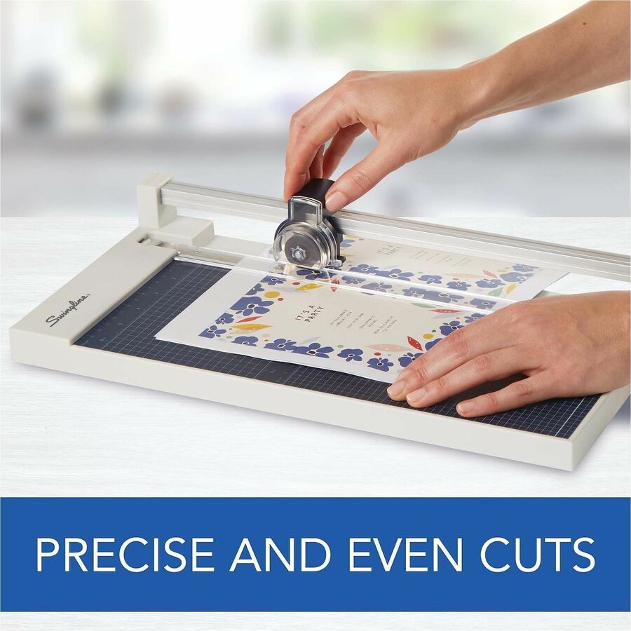 Swingline ClassicCut Wood Guillotine Trimmer - 10 Sheet Cutting Capacity - 12" Cutting Length - LED Cutting Guide, Durable, Lockable Blade, Alignment Grid, Sturdy Frame - Wood, Tempered Glass - Gray - 1 Each