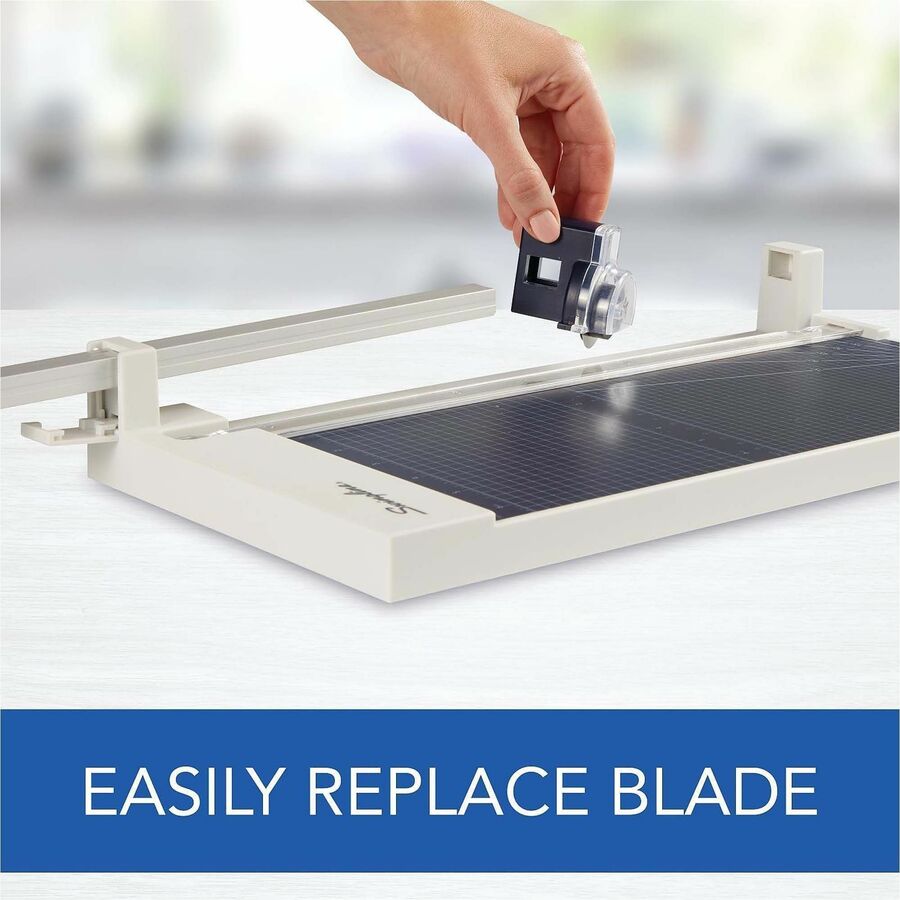 Swingline ClassicCut Wood Guillotine Trimmer - 10 Sheet Cutting Capacity - 12" Cutting Length - LED Cutting Guide, Durable, Lockable Blade, Alignment Grid, Sturdy Frame - Wood, Tempered Glass - Gray - 1 Each