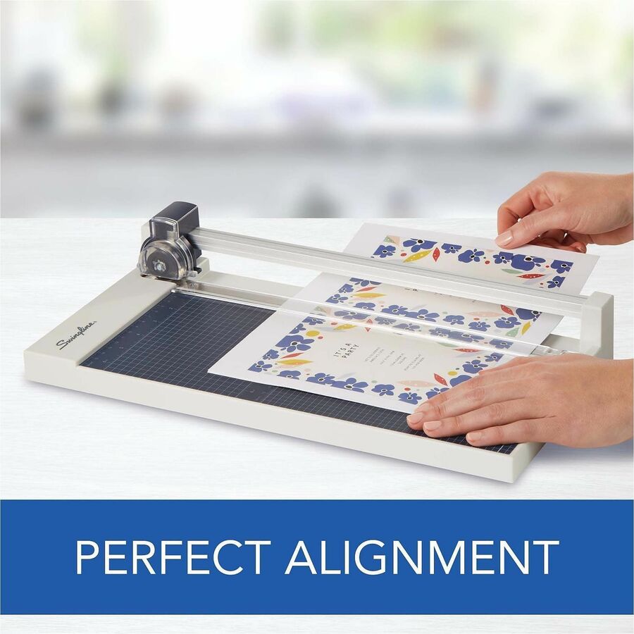 Swingline ClassicCut Wood Guillotine Trimmer - 10 Sheet Cutting Capacity - 12" Cutting Length - LED Cutting Guide, Durable, Lockable Blade, Alignment Grid, Sturdy Frame - Wood, Tempered Glass - Gray - 1 Each