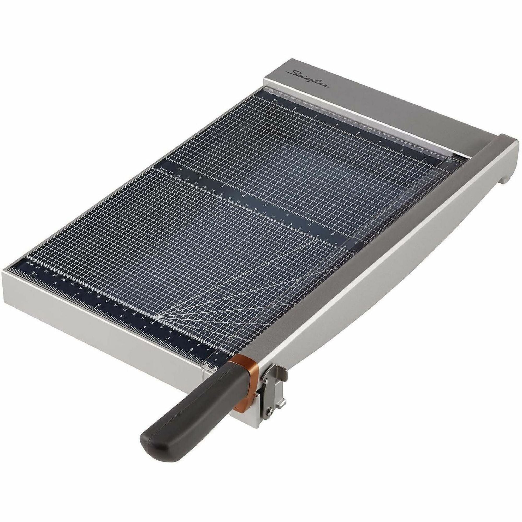 Swingline ClassicCut Wood Guillotine Trimmer - 25 Sheet Cutting Capacity - 12" Cutting Length - LED Cutting Guide, Durable, Lockable Blade, Sturdy Frame, Alignment Grid - Wood, Tempered Glass - Gray - 1 Each