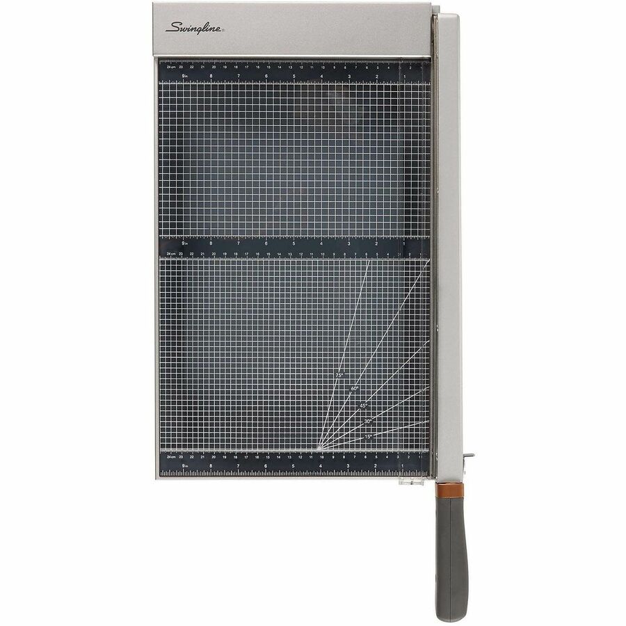 Swingline ClassicCut Wood Guillotine Trimmer - 25 Sheet Cutting Capacity - 12" Cutting Length - LED Cutting Guide, Durable, Lockable Blade, Sturdy Frame, Alignment Grid - Wood, Tempered Glass - Gray - 1 Each