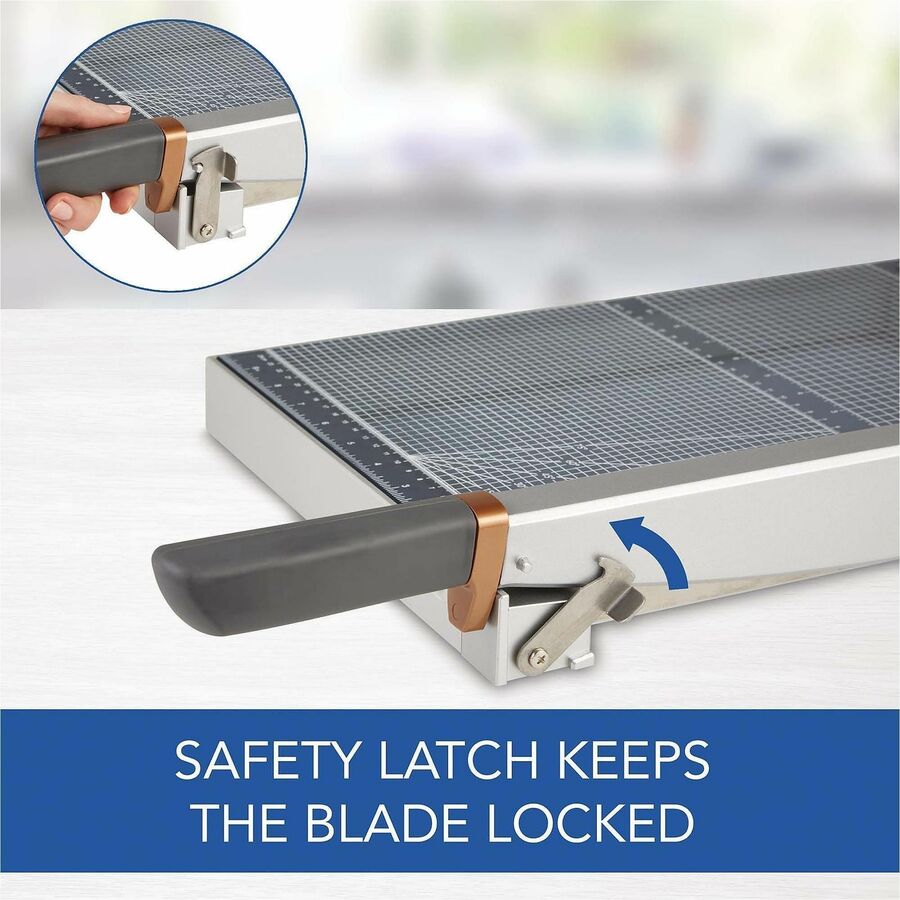 Swingline ClassicCut Wood Guillotine Trimmer - 25 Sheet Cutting Capacity - 12" Cutting Length - LED Cutting Guide, Durable, Lockable Blade, Sturdy Frame, Alignment Grid - Wood, Tempered Glass - Gray - 1 Each