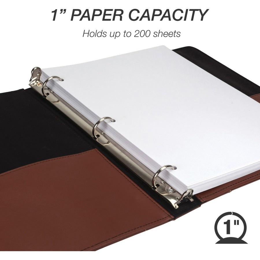 samsill-contrast-stitch-leather-ring-binder-1-binder-capacity-letter-8-1-2-x-11-sheet-size-200-sheet-capacity-1-ring-round-ring-fasteners-2-internal-pockets-bonded-leather-leathergrain-tan-durable-spine-rivet-1-each_sam15712 - 7