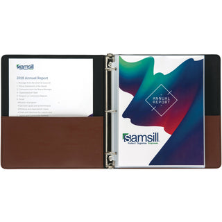 samsill-contrast-stitch-leather-ring-binder-1-binder-capacity-letter-8-1-2-x-11-sheet-size-200-sheet-capacity-1-ring-round-ring-fasteners-2-internal-pockets-bonded-leather-leathergrain-tan-durable-spine-rivet-1-each_sam15712 - 2