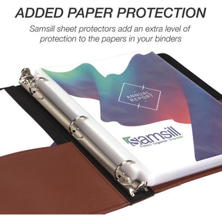 samsill-contrast-stitch-leather-ring-binder-1-binder-capacity-letter-8-1-2-x-11-sheet-size-200-sheet-capacity-1-ring-round-ring-fasteners-2-internal-pockets-bonded-leather-leathergrain-tan-durable-spine-rivet-1-each_sam15712 - 3