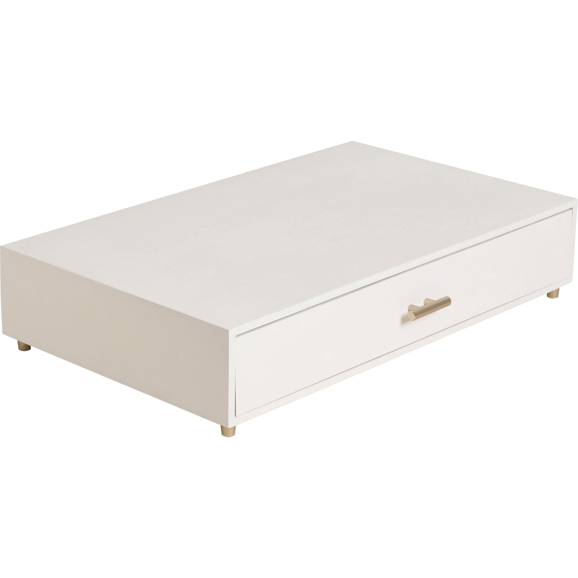 U Brands Juliet Collection Monitor Stand - 20 lb Load Capacity - 16.5" Height x 10.3" Width x 3.5" Depth - Desktop, Table - Pine Wood, Brass - White