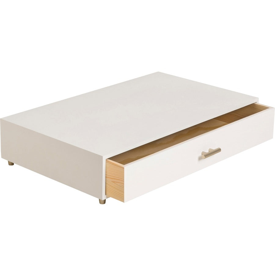 U Brands Juliet Collection Monitor Stand - 20 lb Load Capacity - 16.5" Height x 10.3" Width x 3.5" Depth - Desktop, Table - Pine Wood, Brass - White