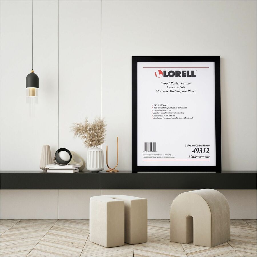 Lorell Wide Frame - 18" Frame Size - Rectangle - Horizontal, Vertical - 1 Each - Black