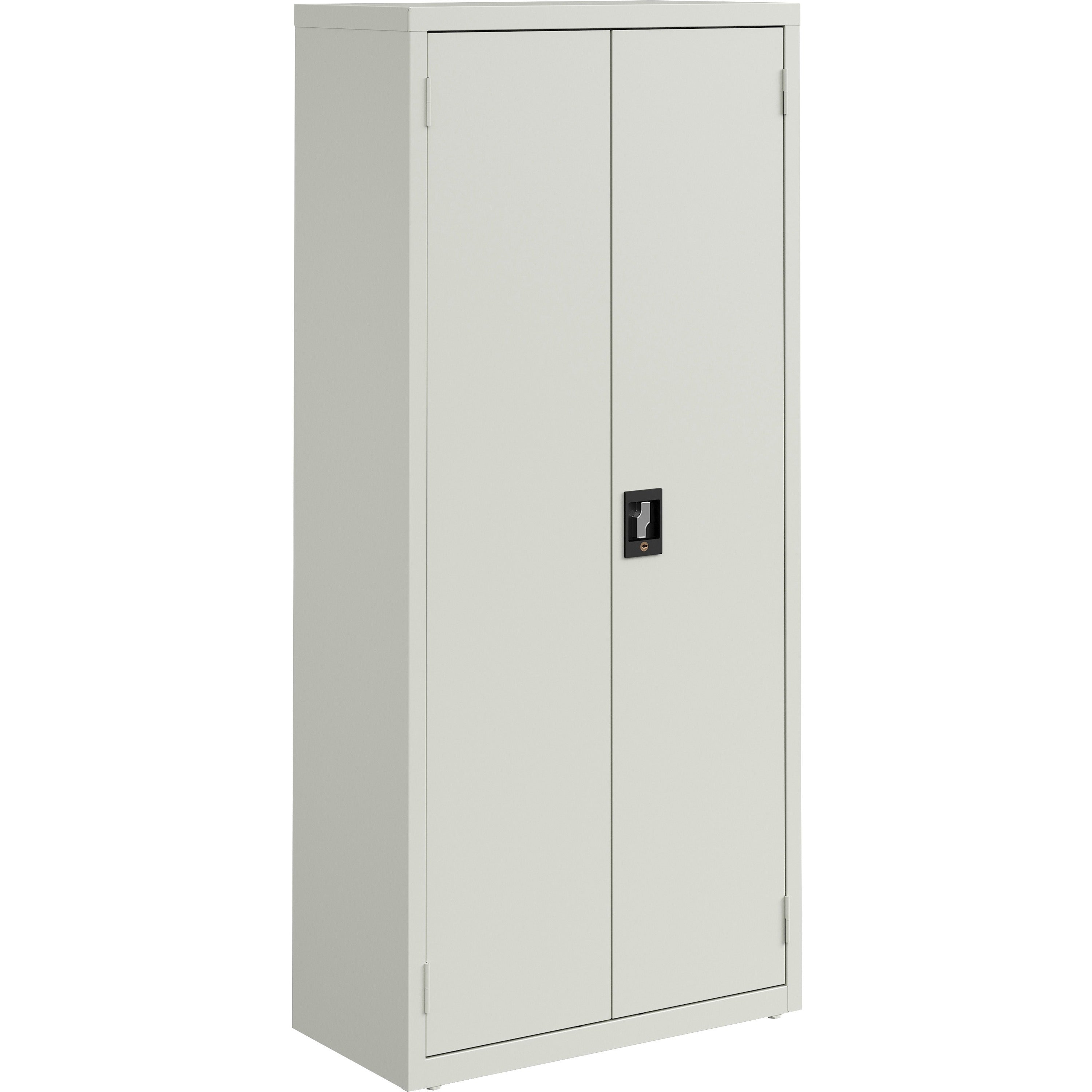 lorell-fortress-series-slimline-storage-cabinet-30-x-15-x-66-4-x-shelfves-720-lb-load-capacity-durable-welded-nonporous-surface-recessed-handle-removable-lock-locking-system-light-gray-baked-enamel-steel-recycled_llr69830lgy - 1