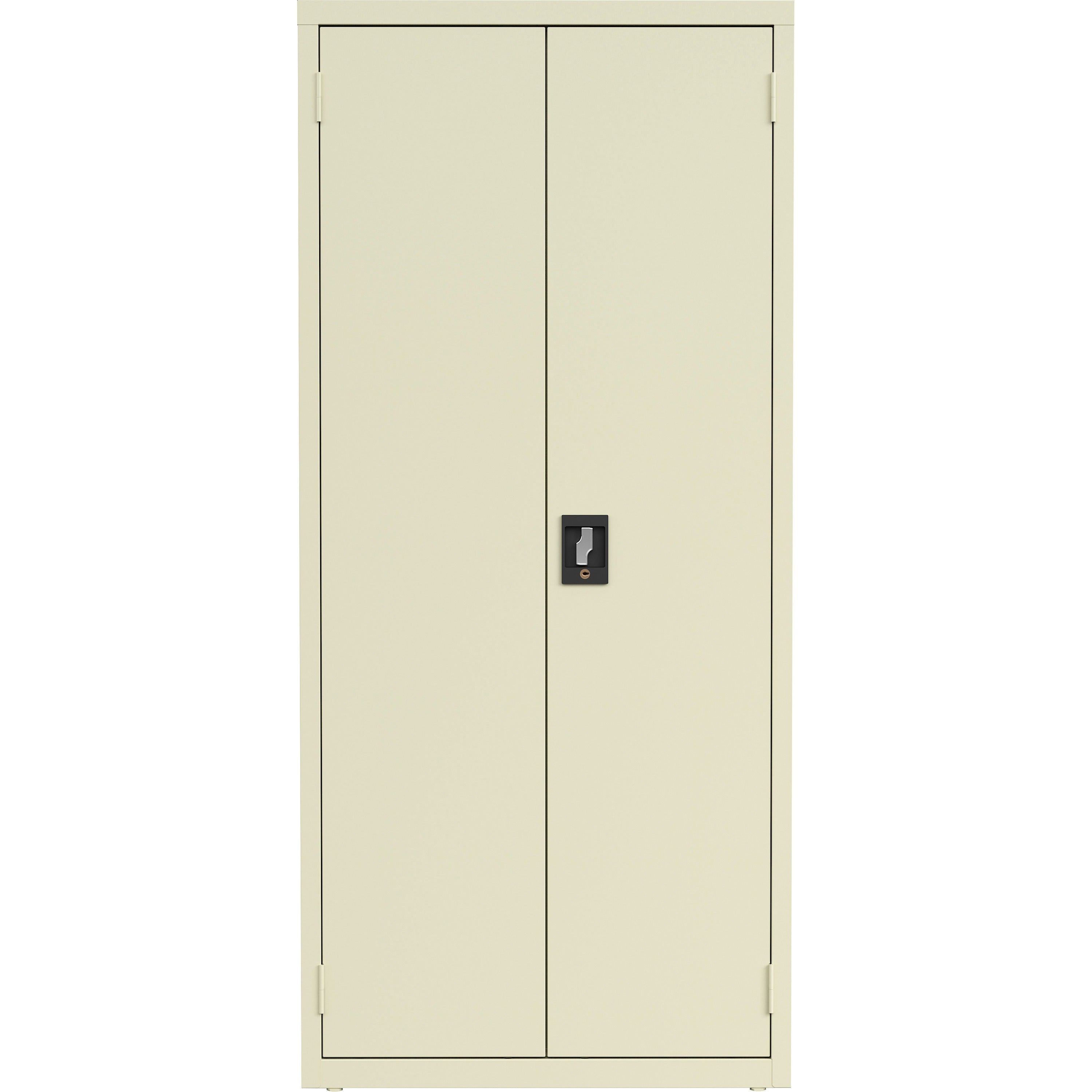 lorell-fortress-series-slimline-storage-cabinet-30-x-15-x-66-4-x-shelfves-720-lb-load-capacity-durable-welded-nonporous-surface-recessed-handle-removable-lock-locking-system-putty-baked-enamel-steel-recycled_llr69830pty - 2