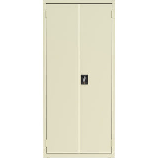 Lorell Fortress Series Slimline Storage Cabinet - 30" x 15" x 66" - 4 x Shelf(ves) - 720 lb Load Capacity - Durable, Welded, Nonporous Surface, Recessed Handle, Removable Lock, Locking System - Putty - Baked Enamel - Steel - Recycled
