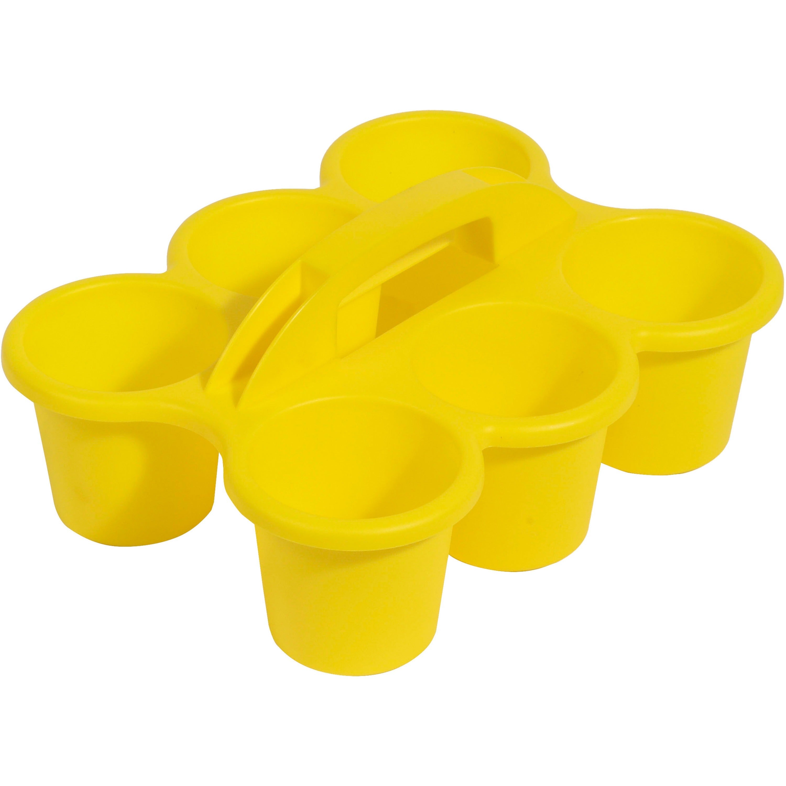deflecto-antimicrobial-kids-6-cup-caddy-6-compartments-53-height-x-121-width-x-96-depth-lightweight-portable-antimicrobial-easy-to-clean-handle-stackable-mildew-resistant-yellow-plastic-polypropylene_def39509yel - 1