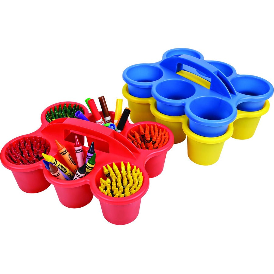 Deflecto Antimicrobial Kids 6 Cup Caddy - 6 Compartment(s) - 5.3" Height x 12.1" Width x 9.6" Depth - Lightweight, Portable, Antimicrobial, Easy to Clean, Handle, Stackable, Mildew Resistant - Yellow - Plastic, Polypropylene