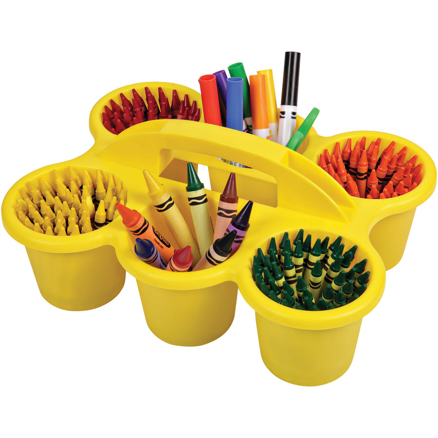 deflecto-antimicrobial-kids-6-cup-caddy-6-compartments-53-height-x-121-width-x-96-depth-lightweight-portable-antimicrobial-easy-to-clean-handle-stackable-mildew-resistant-yellow-plastic-polypropylene_def39509yel - 2