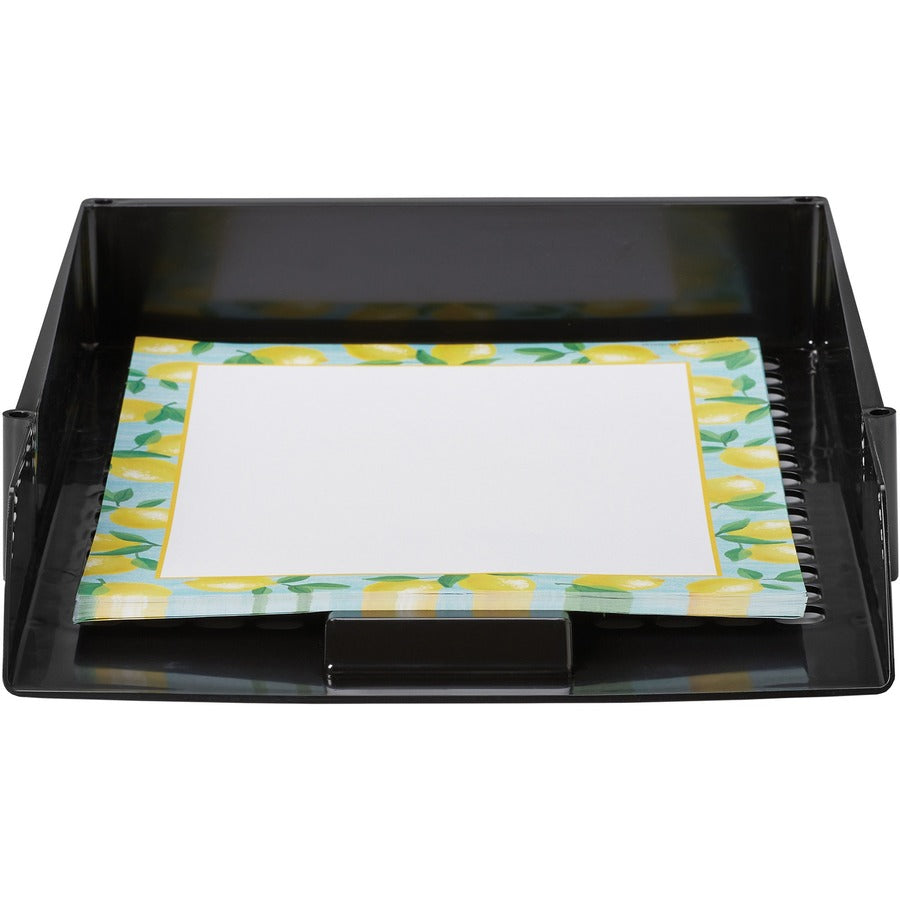 Deflecto AntiMicrobial Industrial Front-Load Tray - 2.4" Height x 10.8" Width x 13.8" DepthDesktop - Antimicrobial, Lightweight, Mildew Resistant, Front Loading - Black - Polystyrene