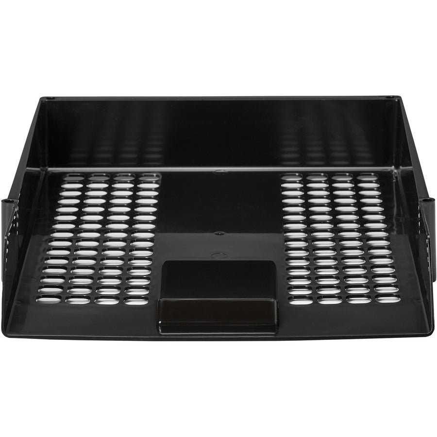 Deflecto AntiMicrobial Industrial Front-Load Tray - 2.4" Height x 10.8" Width x 13.8" DepthDesktop - Antimicrobial, Lightweight, Mildew Resistant, Front Loading - Black - Polystyrene