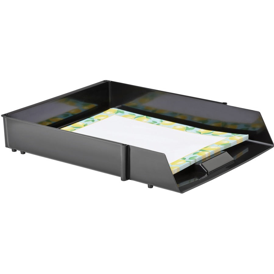 Deflecto AntiMicrobial Industrial Front-Load Tray - 2.4" Height x 10.8" Width x 13.8" DepthDesktop - Antimicrobial, Lightweight, Mildew Resistant, Front Loading - Black - Polystyrene
