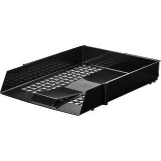 Deflecto AntiMicrobial Industrial Front-Load Tray - 2.4" Height x 10.8" Width x 13.8" DepthDesktop - Antimicrobial, Lightweight, Mildew Resistant, Front Loading - Black - Polystyrene