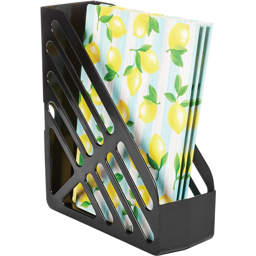 Deflecto AntiMicrobial Jumbo Magazine File - Black - Polystyrene
